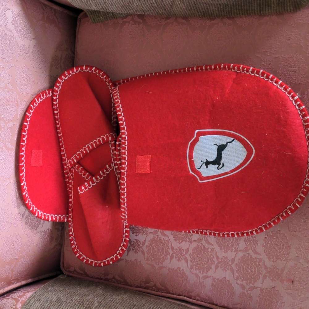 Felted bag with 5 pairs of felted slippers